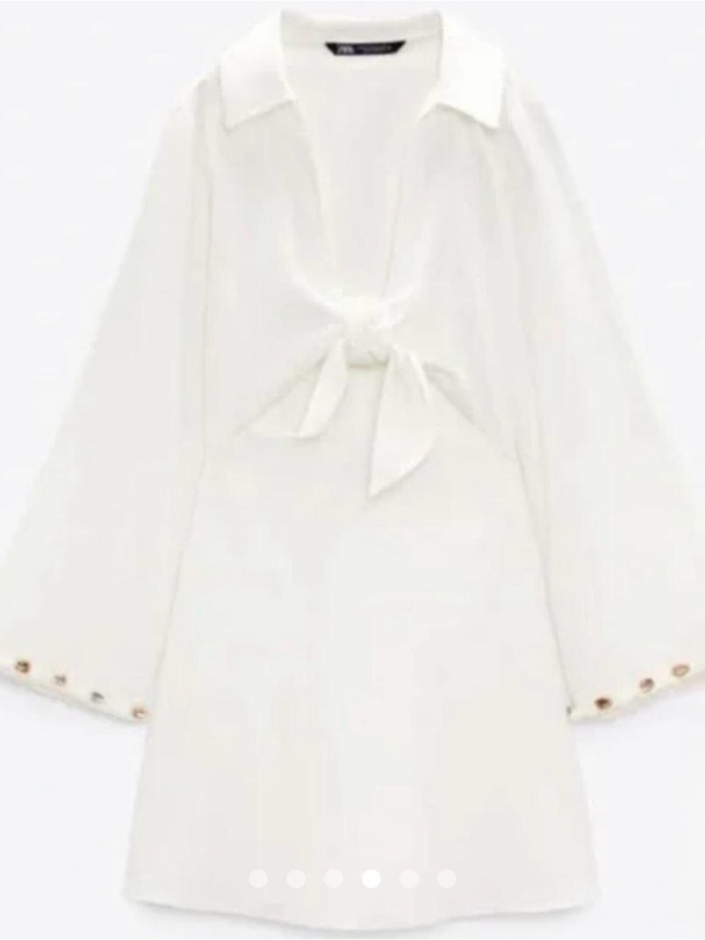 Zara White Knot-Front Mini Dress - Picture 2 of 4